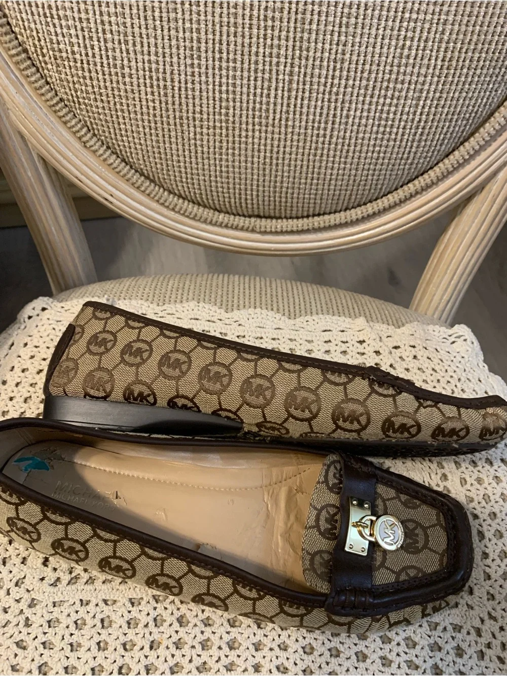 Michael Kors Hamilton monogram jacquard loafers size 8